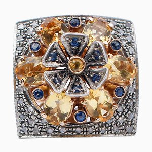 Ring with Diamonds and Sapphires