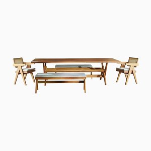 056 Capitol Complex Dining Set by Pierre Jeanneret for Cassina, Set of 5