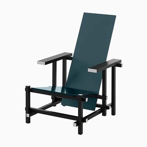 Sedia Zeilmaker nera rossa e blu di Gerrit Rietveld per Cassina