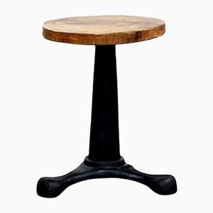Mid-Century Italian Industrial Stool in Wood and Cast Iron by Singer, 1920s
