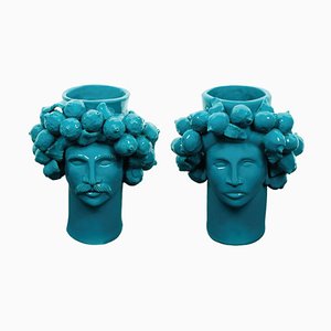 Optanio Marectime Solimano and Roxelana Citrus Ceramic Vase from Crita, Set of 2