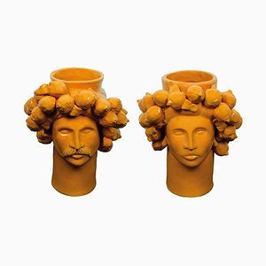 Orange of Patagonia Solimano and Roxelana Citrus Ceramic Vase from Crita, Set of 2