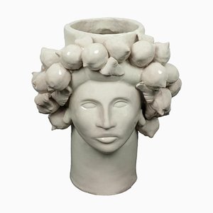 Vaso Roxelana Citrus in ceramica bianca di Crita