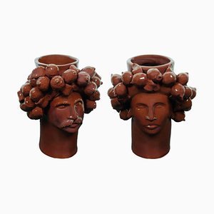 Must of Casteldaccia Solimano and Roxelana Citrus Ceramic Vase from Crita, Set of 2