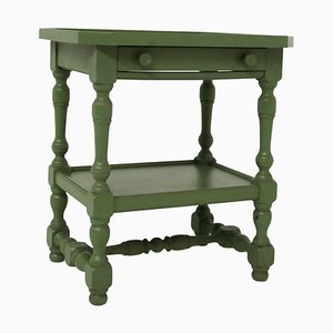 Table d'Appoint Vintage en Bois Laqué Vert
