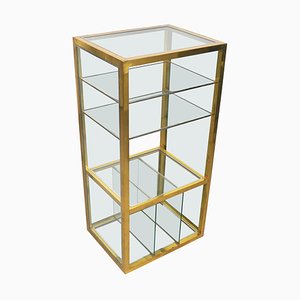 Cabinet Shelf in Brass, Chrome and Glass in the Style of Renato Levi, Italy, 1970s
