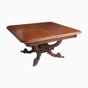 Antique English Victorian Table in Solid Mahogany with Shaped Feet