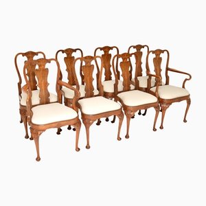 Antique Walnut Dining Chairs, Set of 8