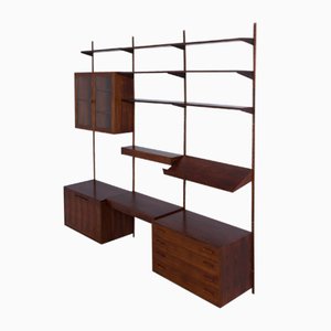 Danish Rosewood Wall Unit with a Desk and a Lamp by Kai Kristiansen for Fm Møbler, 1960s