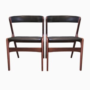 Dänische Stühle aus Teak und Leder, 4er Set
