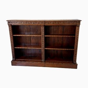 Large Antique Victorian Quality Carved Oak Open Bookcase