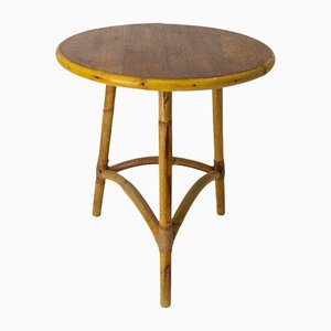 Mid-Century French Modern Rattan Side Table, 1950