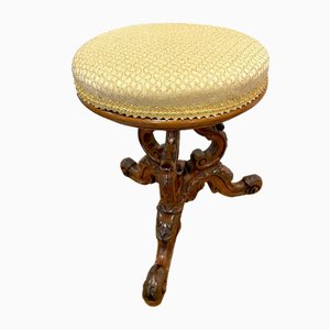 Antique Victorian Carved Walnut Stool