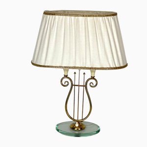 Mid-Century Italian Brass and Glass Table Lamp, 1950s