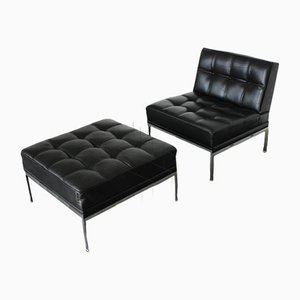 Set of Constanze Leather Armchair With Stool by Johannes Spalt for Wittmann