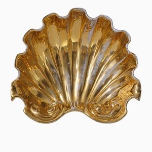 Antique Italian Gold Shell Majolica Bowl from Ferniani