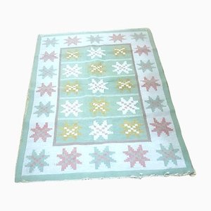 Mid-Century Swedish Röllakan Handwoven Flat Carpet