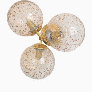 Three Glass Balls with Gold Inclusions Wall or Ceiling Lamp from Temde, 1970s