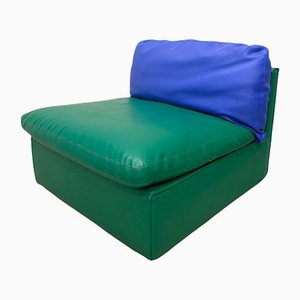 Grün-blauer Skai Sessel von Zanotta, 1980er