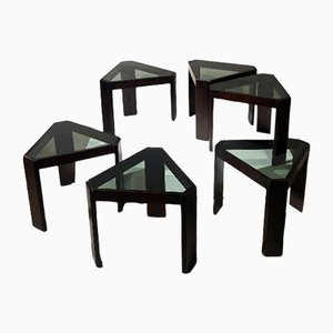 Modular Glass Top Low Tables, Set of 6