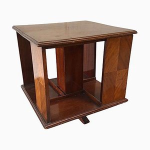 Early 20th Century Revolving Table Top Bookcase Handmade with Parquetry Detailing to Top & Sides, 1910s
