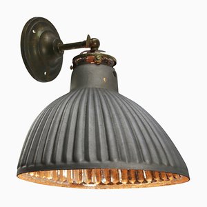 Vintage Industrial Mercury Glass & Brass Wall Lamp from Helioray