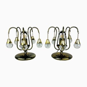 Vintage Glass Ball Table Lamps, Italy, 1960s, Set of 2