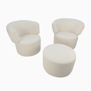 Club Chairs & Pouf by Rolf Benz, Set of 3