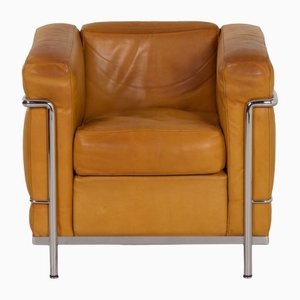 LC2 Club Chair Sofa in Cognac Colour by Le Corbusier for Cassina, 1990s