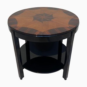 Art Deco Side Table in Black Lacquer, Oak and Macassar, the Netherlands, 1930s