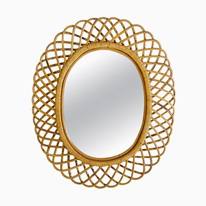 Miroir Mid-Century en Rotin, Italie