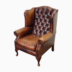Vintage Dutch Leather Club Chair in Chesterfield Style