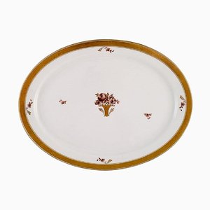 Grand Plat de Service Doré en Porcelaine de Royal Copenhagen