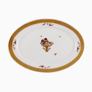 Plat de Service Ovale Doré en Porcelaine de Royal Copenhagen