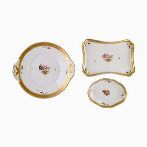Golden Dishes in Porcelain from Royal Copenhagen, Set of 3