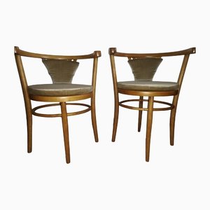 Mid-Century Wood Round Dining Chairs, Set of 2