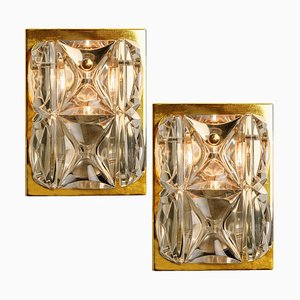 Lámparas de pared de cristal de Bakalowits & Söhne para Kinkeldey, años 70. Juego de 2