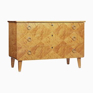 Vintage Scandinavian Chest of Drawers in Patterned Birch
