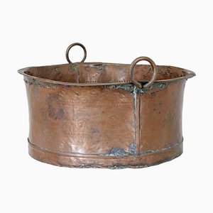 Antique Embossed Cooking Pot in Brass and Copper