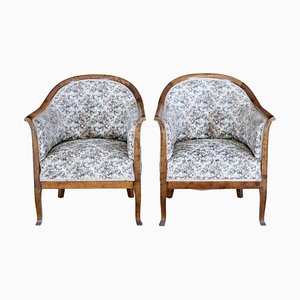 Art Deco Lounge Chairs in Birch, Set of 2