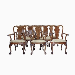 Dining Chairs in Carved Walnut from Spillman & Co, Set of 8