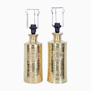 Mid-Century Gilt Lamps by Bitossi for Bergboms, Set of 2