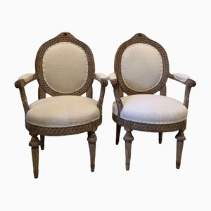 18th Century Swedish Carved Armchairs, Set of 2