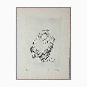 Giselle Halff, pájaro, aguafuerte y aguatinta original, mediados del siglo XX