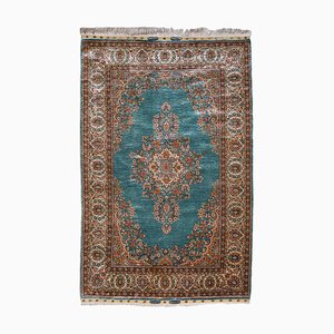 Tappeto vintage in pura seta turchese