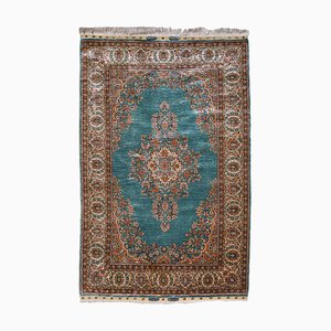 Vintage Turquoise Pure Silk Rug