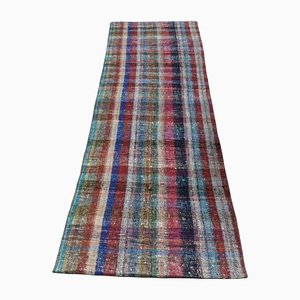 Alfombra de pasillo Kilim Oushak turca vintage hecha a mano