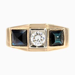 Art Deco Strumpfband aus 18 Karat Gelbgold mit Saphiren und Diamanten, 1930er
