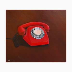 Alexander Sandro Antadze, Rotes Telefon, 2021, Acryl auf Leinwand