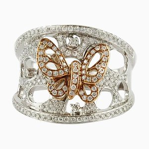 18K Pink Gold Bow Ring with Diamonds